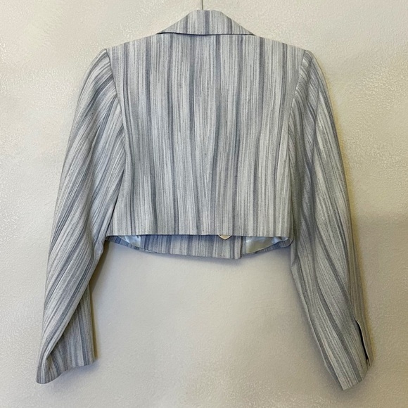 GANNI Cropped Striped Grey Blazer - Picture 6 of 9